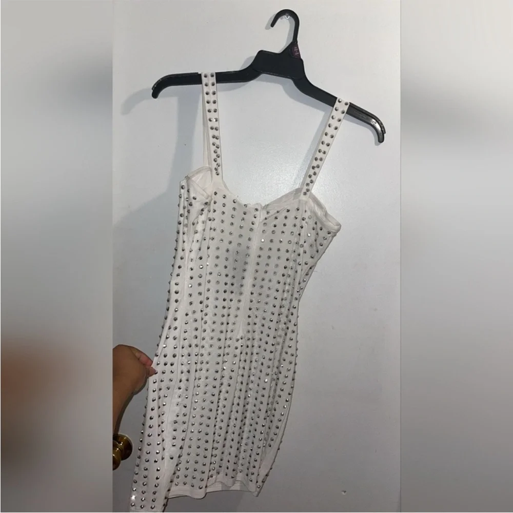 Fashion Nova White Studded Mini Dress - Picture 5 of 6